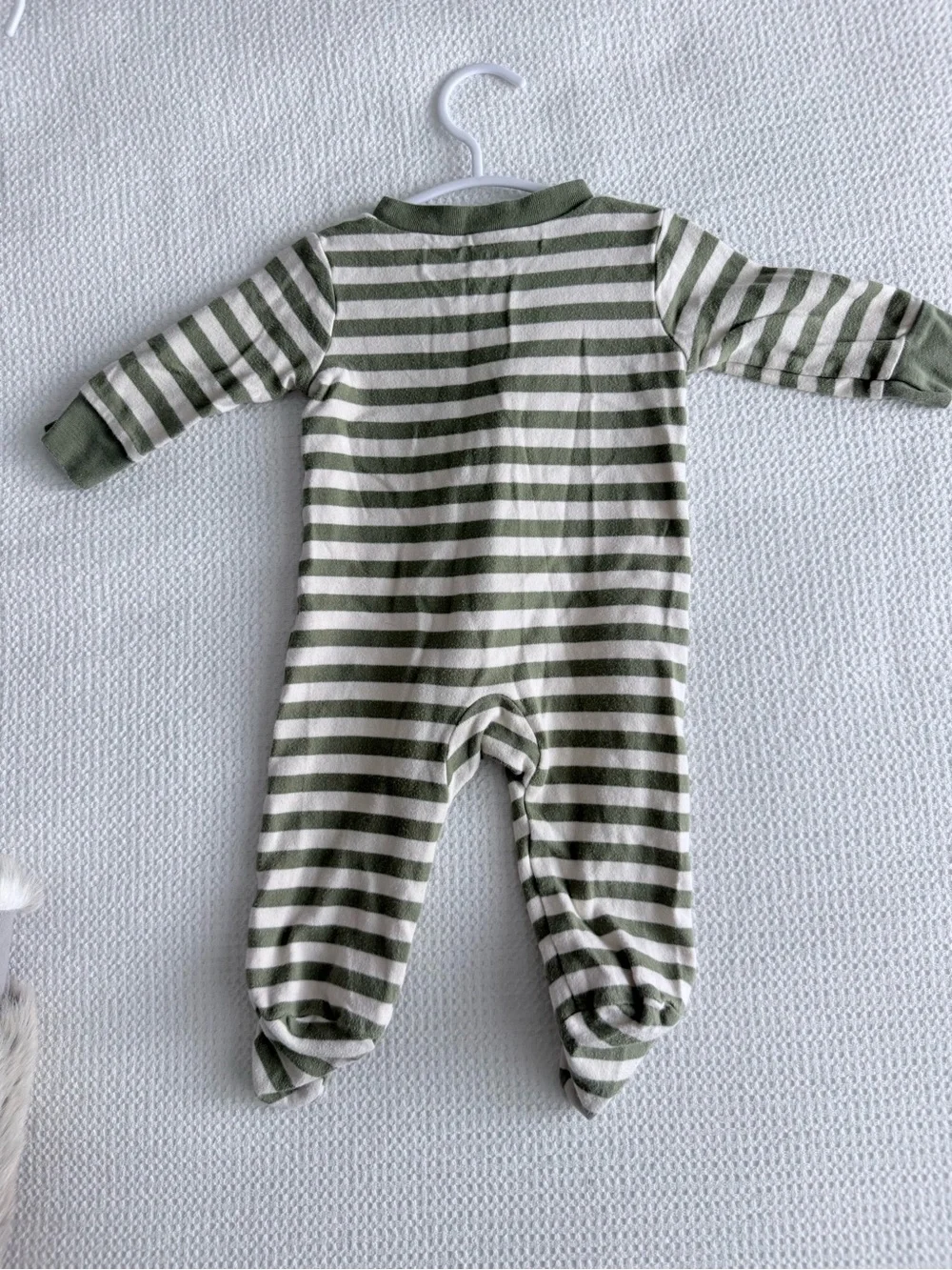 Carter's Baby Boy Green and Cream Striped 'Little Brother' One-Piece